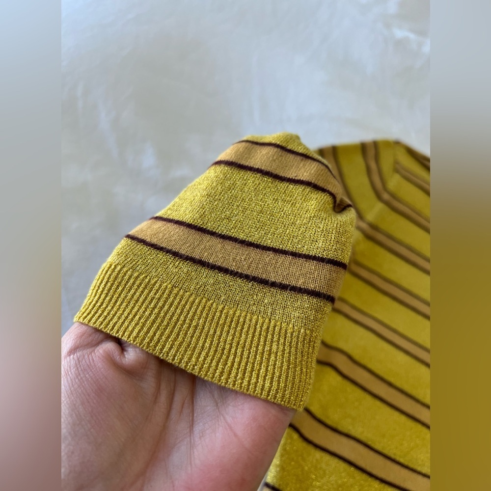 Scotch & Soda | Women’s SZ Small | Yellow Metallic Striped Long Sleeve Top - Picture 11 of 12